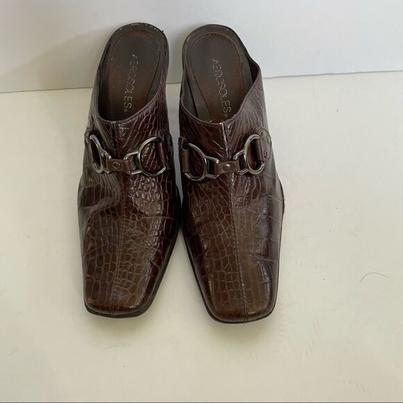 Aerosoles ~ In a Cinch ~?Brown Croc Print Mules ~ size 8.5 - Picture 3 of 7